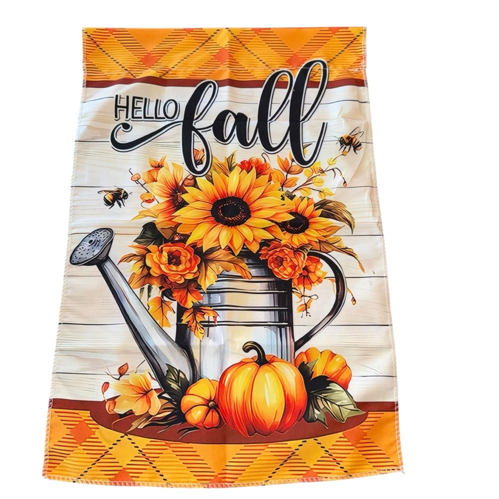 Autumn Hello Fall Polyester Garden Flag Decorative Gift Yard Banner 17”x12” New